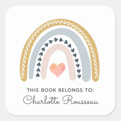 Personalized Boho Rainbow Kids Bookplate