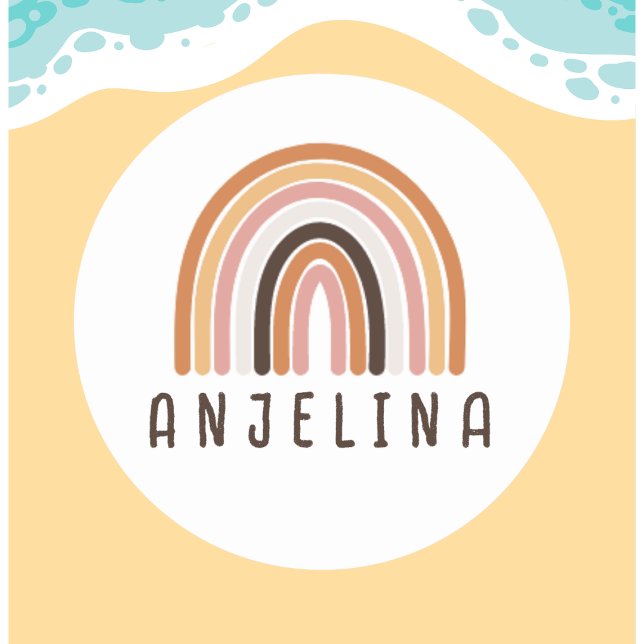 Personalized Boho Rainbow Kids Name Sticker for Sc (Creator Uploaded)