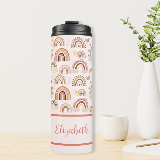 Personalized Boho Rainbow Kids Thermal Tumbler (Personalized Boho Rainbow Kids Thermal Tumbler for her)