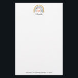 Personalized Boho Rainbow Pink Heart Kid's Stationery<br><div class="desc">Cute boho style rainbow with little pink heart kid's stationery. Pink blue mustard.</div>