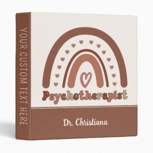 Personalized Boho Rainbow Psychotherapist 3 Ring Binder