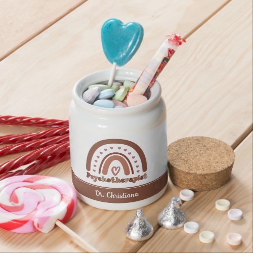 Personalized Boho Rainbow Psychotherapist  Candy Jar