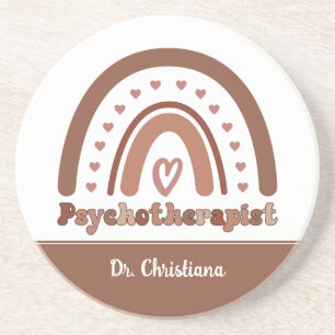 Personalized Boho Rainbow Psychotherapist  Coaster