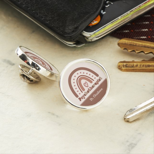 Personalized Boho Rainbow Psychotherapist  Lapel Pin (In Situ)