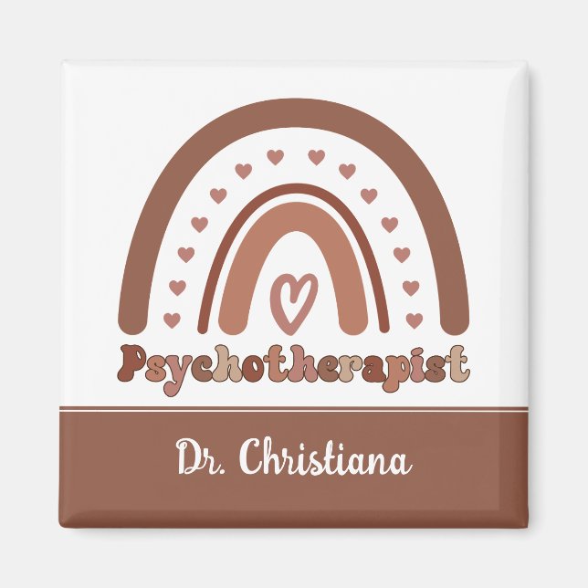 Personalized Boho Rainbow Psychotherapist  Magnet (Front)