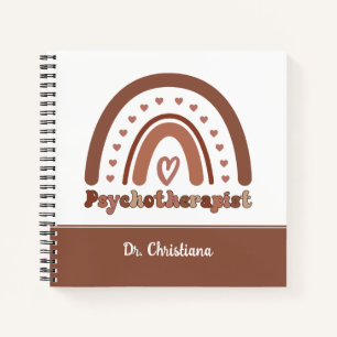 Personalized Boho Rainbow Psychotherapist Notebook