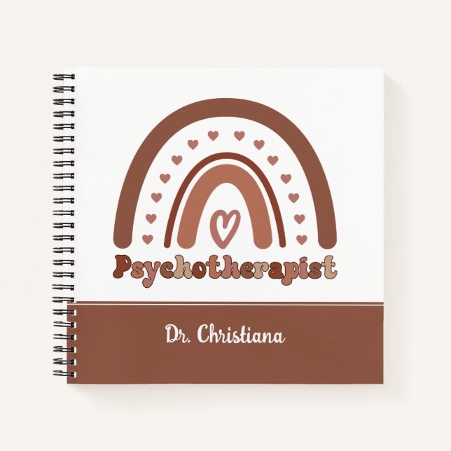 Personalized Boho Rainbow Psychotherapist  Notebook (Front)