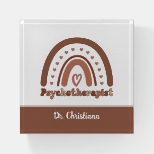 Personalized Boho Rainbow Psychotherapist  Paperweight