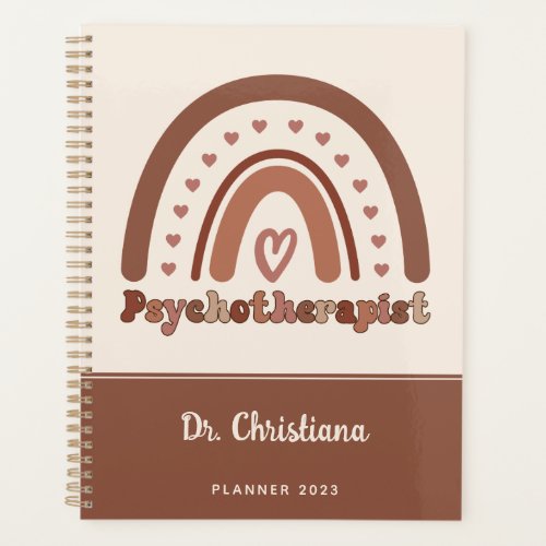 Personalized Boho Rainbow Psychotherapist  Planner