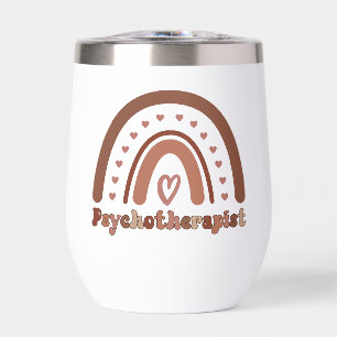 Personalized Boho Rainbow Psychotherapist  Thermal Wine Tumbler