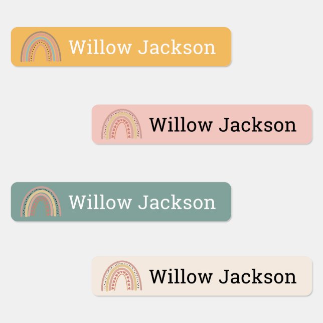 Personalized Boho Rainbow School Name Labels (Group)