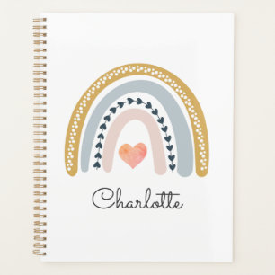 Personalized Boho Rainbow Watercolor  Planner