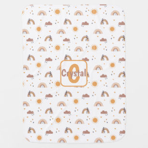 Personalized Boho Rainbows and Sunshine Baby Blanket