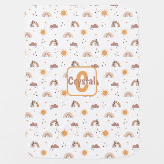 Personalized Boho Rainbows and Sunshine Baby Blanket