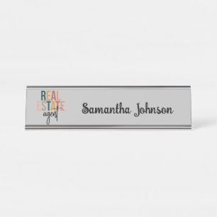 Personalized Boho Real Estate Agent Gift Desk Name Plate