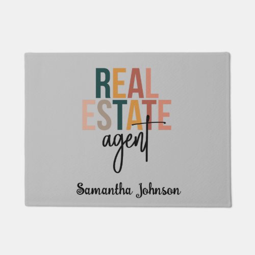 Personalized Boho Real Estate Agent Gift Door Mat