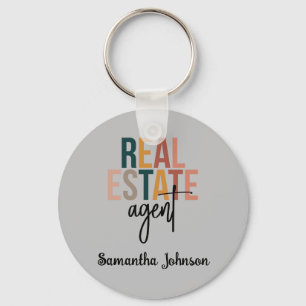 Personalized Boho Real Estate Agent Keychain
