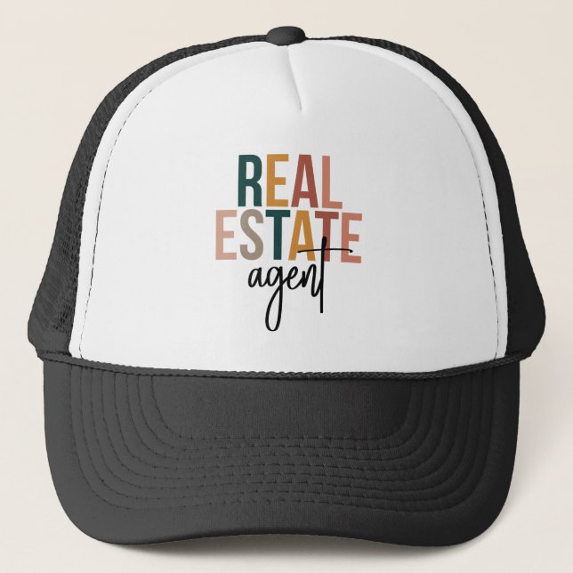 Personalized Boho Real Estate Agent realtor gifts Trucker Hat (Front)