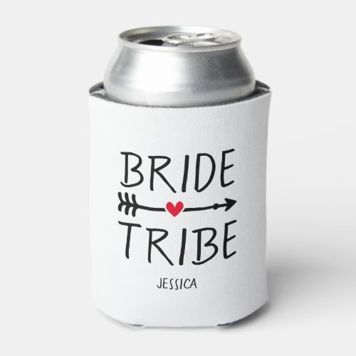 Personalized Boho Red Heart Arrow Bride Tribe Can Cooler