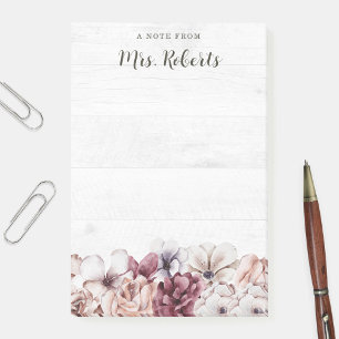 Personalized Boho Rustic Floral Teacher Post-it Notes