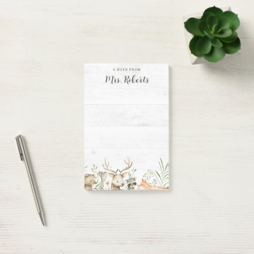 Personalized Boho Rustic Wildlife Teacher Post_it Notes