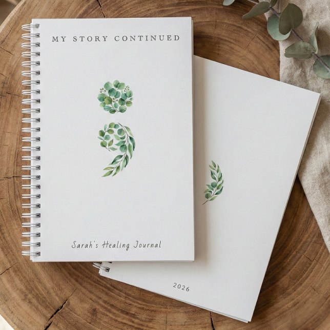Personalized Boho Sage Green Semicolon Journal  (personalized_boho_sage_green_semicolon_journal)