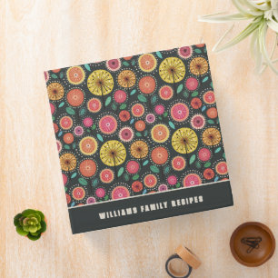 Personalized Boho Scandi Folk Floral Family Binder