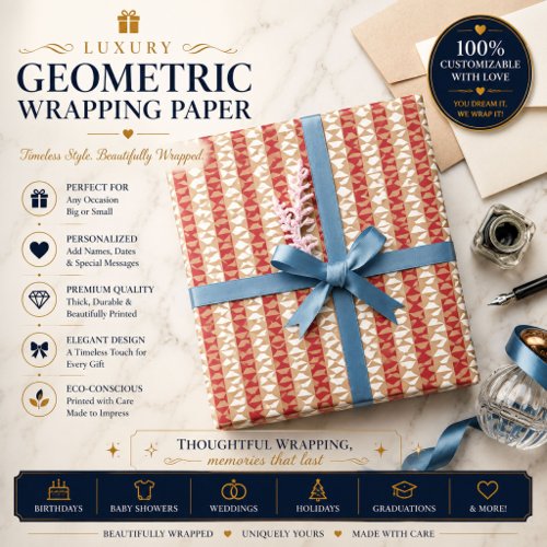 Personalized Boho Stripe Wrapping Paper