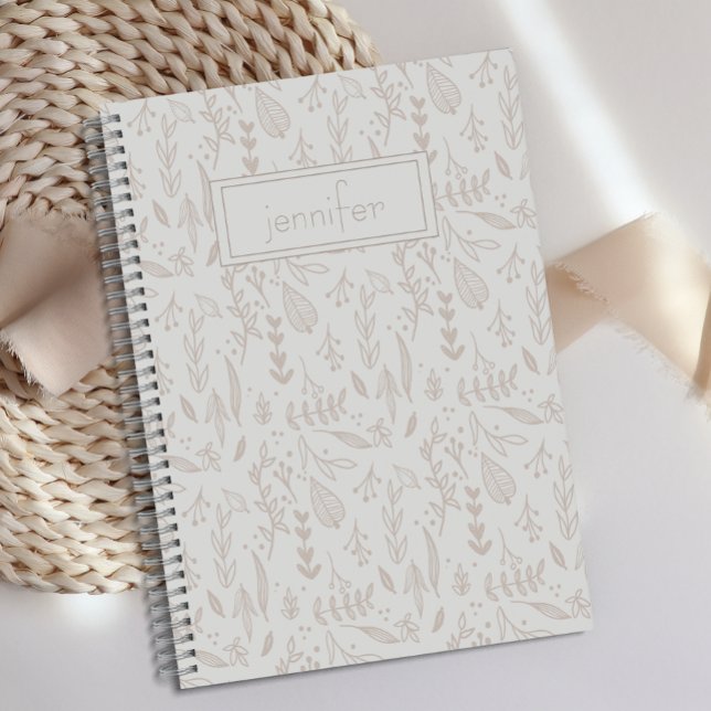 Personalized Boho Taupe Fun Cute Leaf Journal  (Creator Uploaded)