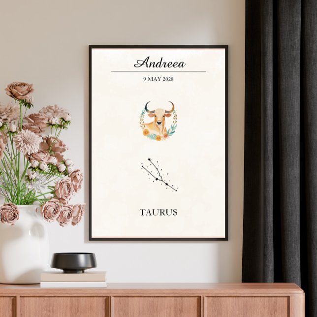 Personalized Boho Taurus Zodiac Constellation Poster (Creator Uploaded)