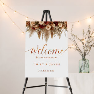 Personalized Boho Terracotta Floral Fall Wedding Foam Board