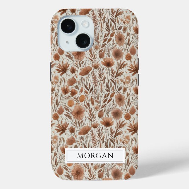 Personalized Boho Terracotta Floral Wildflower  Case-Mate iPhone Case (Back)
