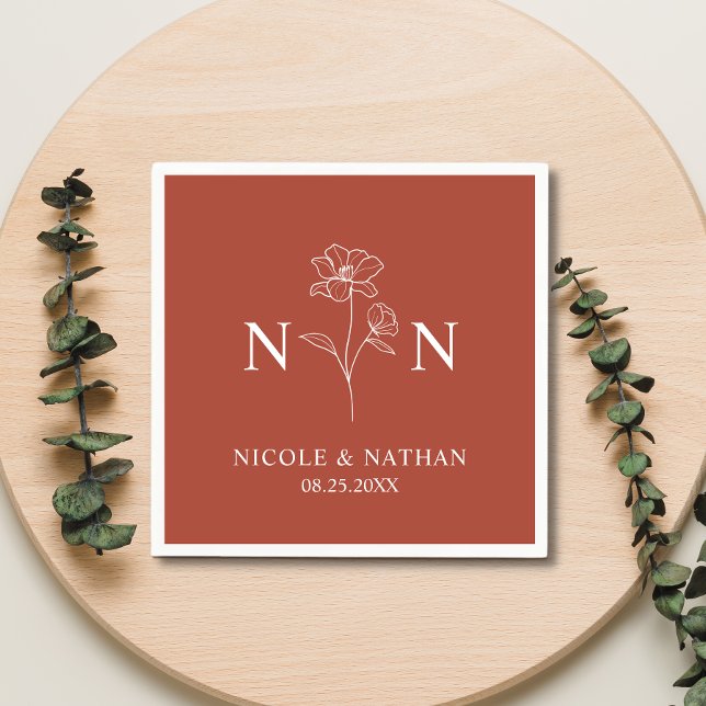 Personalized Boho Terracotta Rust | Monograms Napkins (Creator Uploaded)