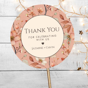 Personalized Boho Terracotta Wildflower Thank You Classic Round Sticker