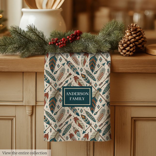 Personalized Boho Towel Ethnic Feathers & Arrows (Personalized Boho Towel Ethnic Feathers & Arrows)