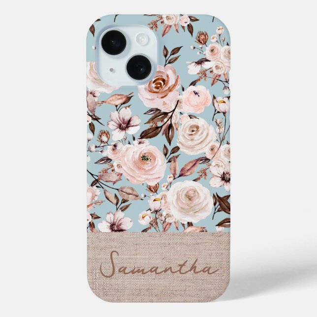 Personalized Boho Watercolor Floral Case-Mate iPhone Case (Back)