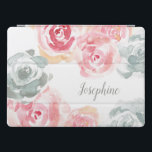 Personalized Boho Watercolor Flower Painting iPad Pro Cover<br><div class="desc">Personalize this tablet cover featuring my boho style watercolor flower blossoms. Roses in greys and soft blush pinks hues. Protect your tablet with a unique and chic design.</div>