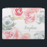 Personalized Boho Watercolor Flower Painting iPad Pro Cover<br><div class="desc">Personalize this tablet cover featuring my boho style watercolor flower blossoms. Roses in greys and soft blush pinks hues. Protect your tablet with a unique and chic design.</div>