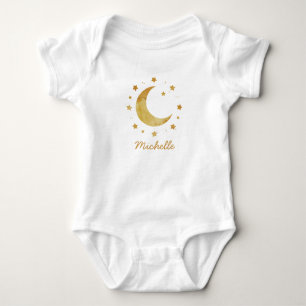 Personalized Boho Watercolor Moon & Stars – Cute   Baby Bodysuit