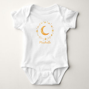 Personalized Boho Watercolor Moon & Stars – Cute   Baby Bodysuit
