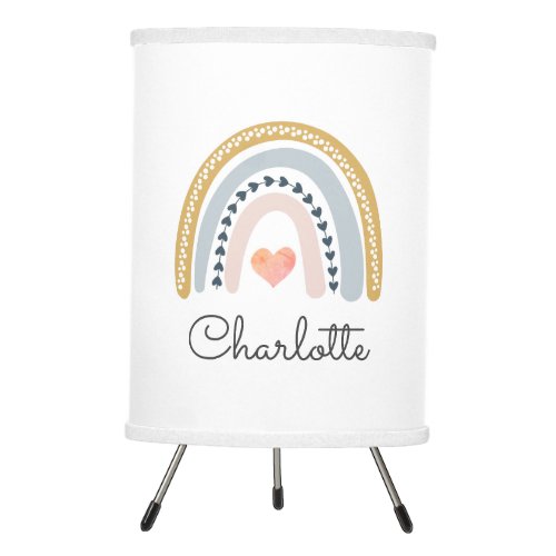 Personalized Boho Watercolor Rainbow Girl Tripod Lamp