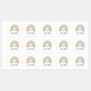 Personalized Boho Watercolor Rainbow Kids' Labels