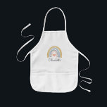 Personalized Boho Watercolor Rainbow Kid's Name Kids' Apron<br><div class="desc">Boho watercolor Rainbow with hearts whimsical kid's apron with script typeface. Pastel pink blue mustard colors and little pink heart.</div>