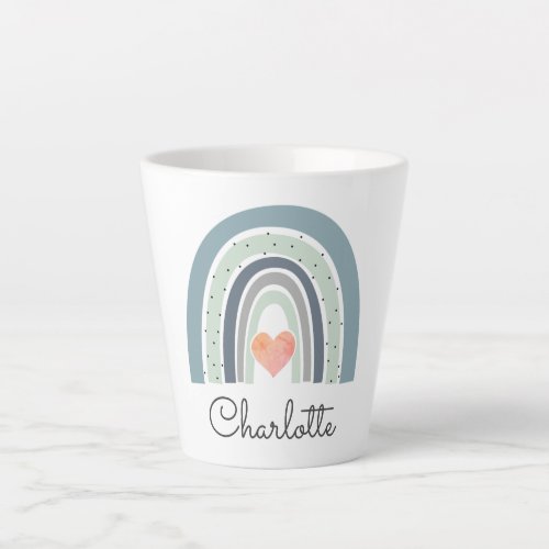 Personalized Boho Watercolor Rainbow Latte Mug