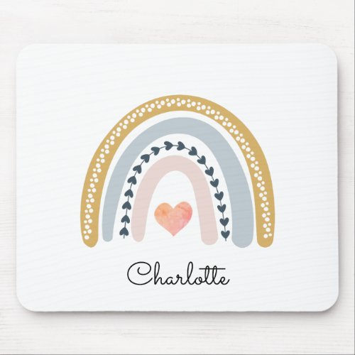 Personalized Boho Watercolor Rainbow  Mouse Pad