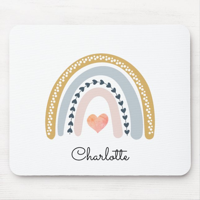 Personalized Boho Watercolor Rainbow  Mouse Pad (Front)