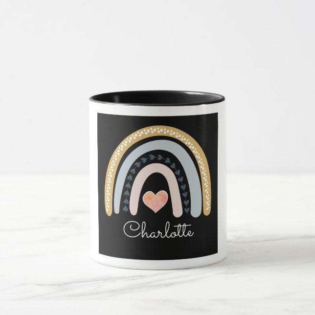 Personalized Boho Watercolor Rainbow  Mug (Center)
