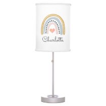 Personalized Boho Watercolor Rainbow Name Girl Table Lamp