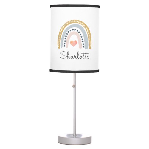 Personalized Boho Watercolor Rainbow Name Girl Table Lamp