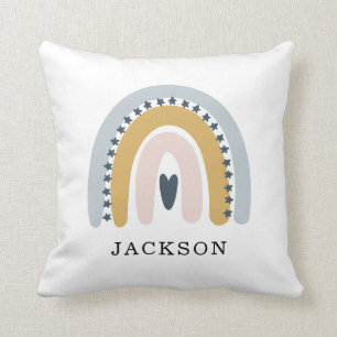 Personalized Boho Watercolor Rainbow Nursery  Throw Pillow